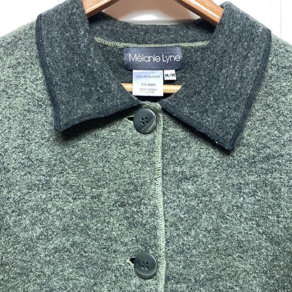 Melanie Lyne Green Wool Fall Career Jacket Blazer Shacket Size Medium - Picture 3 of 9